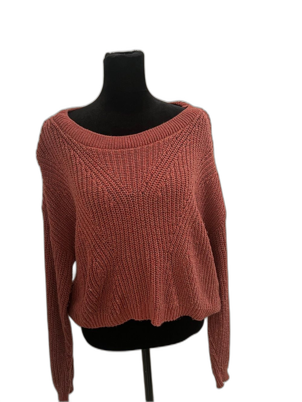 Express Women’s XS Pink Rust Knit Sweater Lace Up Open Back Long Sleeve